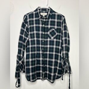 Maya Bell Sleeve Plaid Blouse from Trovata Birds of Paradis Size Small